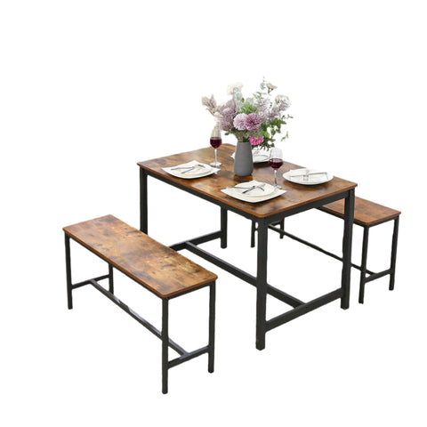 Rootz 2 Piece Dining Bench Set - Kitchen Benches - Dining Room Benches - Sturdy Iron Frame - 108cm x 32.5cm x 50cm