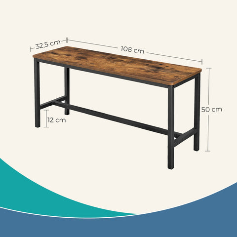 Rootz 2 Piece Dining Bench Set - Kitchen Benches - Dining Room Benches - Sturdy Iron Frame - 108cm x 32.5cm x 50cm
