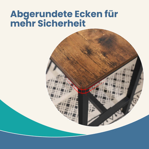 Rootz 2 Piece Dining Bench Set - Kitchen Benches - Dining Room Benches - Sturdy Iron Frame - 108cm x 32.5cm x 50cm