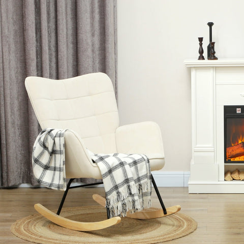 Rootz Rocking Chair - Nursing Chair - Relaxation Chair - Velvet Padding - 98cm x 71cm x 101cm