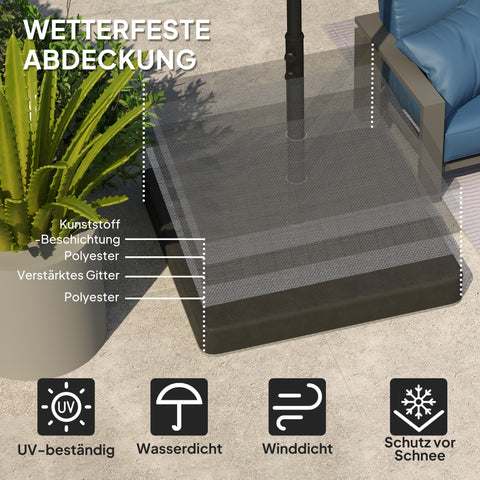 Rootz Parasol Stand Base Weights - Waterproof - Fillable Sand Holders - Durable & UV-Resistant - 89cm x 89cm x 10.5cm - Black