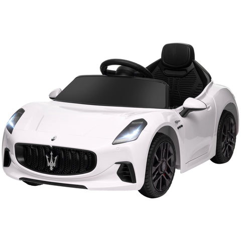 Rootz Maserati Electric Kids Car - 12V Ride-On - Parental Control - 50min Play - 98x59x43cm - For Ages 3-5 - White