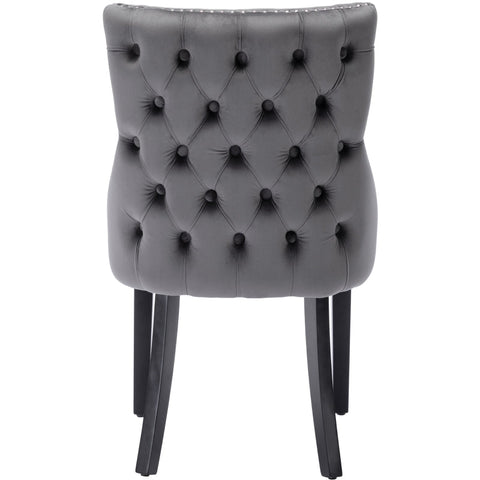 Rootz Elegant Dining Chair - Velvet Look Seat - Retro Dining Seat - Classic Comfort - 50L x 52W x 91H cm