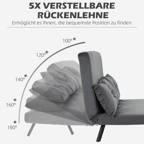Rootz 2-zits fluwelen slaapbank - slaapbank - converteerbare bank - verstelbare rugleuning - dikke vulling - 102 cm x 73 cm x 81 cm (bank) / 183 cm x 98,5 cm x 26 cm (bed)