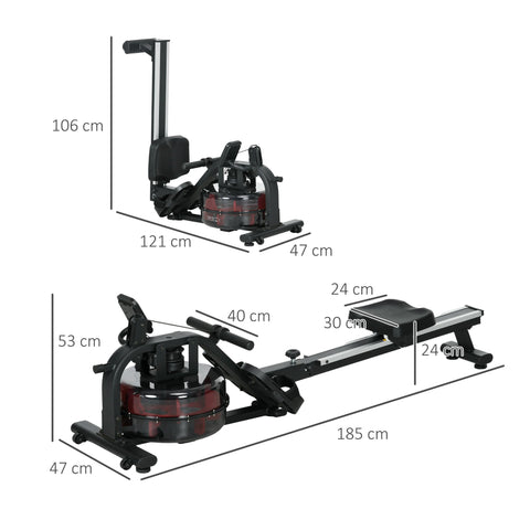 Rootz Water Rudder Home Trainer - Exercise Bike - Fitness Equipment - 6 Resistance Levels - LCD Display - 185cm x 47cm x 53cm