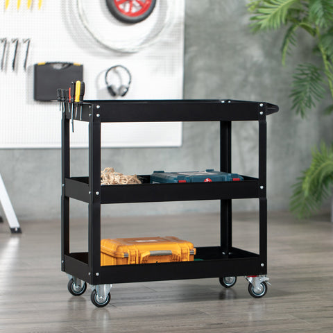 Rootz Steel Workshop Trolley - Rolling Cart - Tool Organizer - Durable Cold-Rolled Steel - 83cm x 35.3cm x 76cm - Max Load 150kg