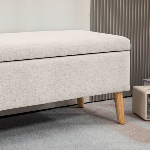 Rootz Storage Bench - Bed Bench - Elegant Seat Chest - Linen-Look Fabric - Generous Storage - Beige - 110cm x 39cm x 45cm