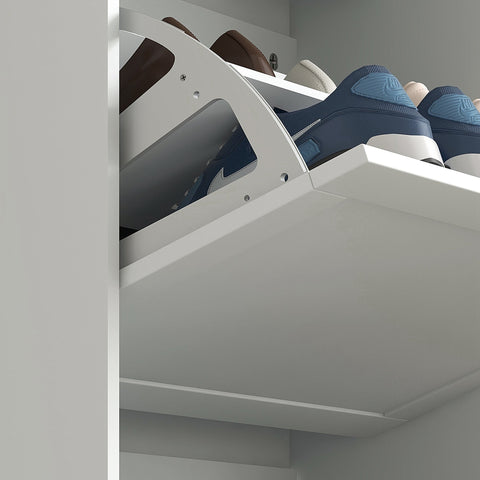 Rootz Scandinavian Shoe Cabinet - Entryway Storage - White Wood Look - Holds 18 Pairs - Space-Saving Organizer - 60 x 23.5 x 115 cm