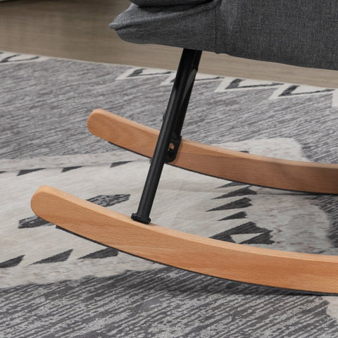 Rootz Rocking Chair with Footstool - Nursing Chair - Padded Armchair - Elegant Design - Beech Wood Legs - Gray - 64cm x 89cm x 90cm