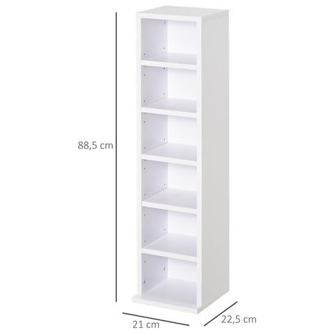 Rootz Set of 2 CD Stands - Media Shelves - Decorative Storage - Organize Up to 204 CDs - 21 x 22.5 x 88.5 cm - White Finish