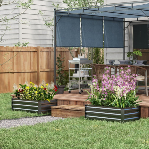 Rootz Raised Garden Bed Set - Kruidenbed - Weerbestendige plantenbak - Bevordert een gezonde wortelgroei - Duurzaam gegalvaniseerd staal - 100 cm x 60 cm x 30 cm - Donkergrijs