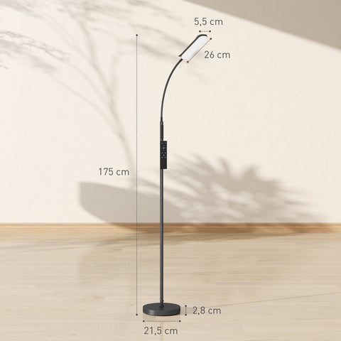 Rootz LED Base Lamp - Standing Lamp - Floor Light - Memory Function - Adjustable Brightness - Ø22 x 175cm - Black Steel