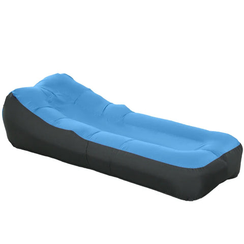 Rootz Air Mattress - Inflatable Bean Bag - Waterproof - Load Capacity 200 Kg - Carry Bag - Tear-resistant - Long-lasting - Polyester-PE - Blue - 195L x 83W x 52H cm