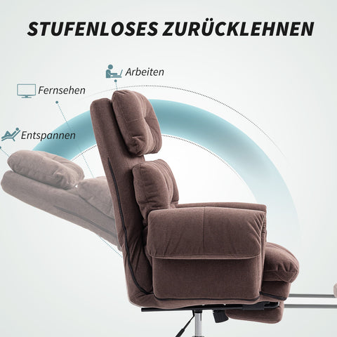 Rootz Office Chair - Rollable Upholstered Chair - Adjustable Armchair - Height Adjustable for Comfort - 80cm x 77cm x 108-116cm - Coffee Brown