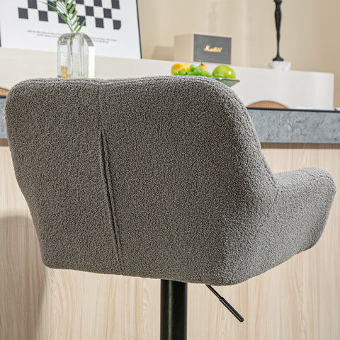 Rootz Bar Stool Set of 2 – Retro Design – Adjustable Kitchen Chairs – Swivel Counter Stools – Ergonomic Comfort – 57.5x52.5x93-114cm – Grey & Black