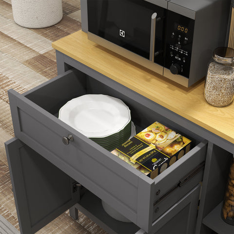 Rootz Kitchen Cabinet Buffet - Dining Room Showcase - Grey Storage Unit - Ample Storage - 100cm x 40cm x 180cm