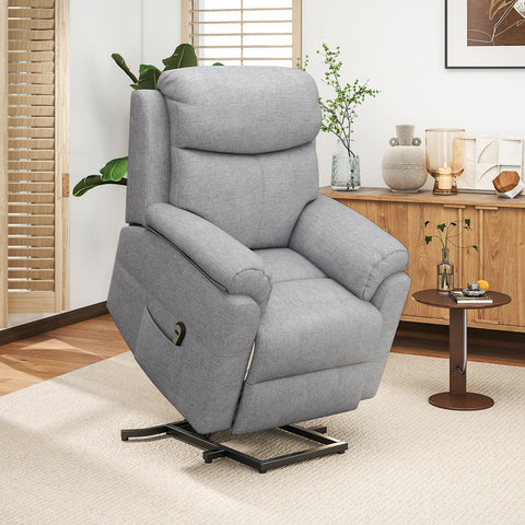Rootz Grey Electrical Up Armchair - Recliner Chair - Standing Aid Chair - Linen Look - Massaging Comfort - 83cm x 89cm x 102cm