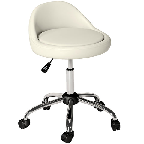 Rootz Rotating Stool - Roll Stool - Height Adjustable Chair - Comfort & Flexibility - 50cm x 50cm x 83cm - White Synthetic Leather