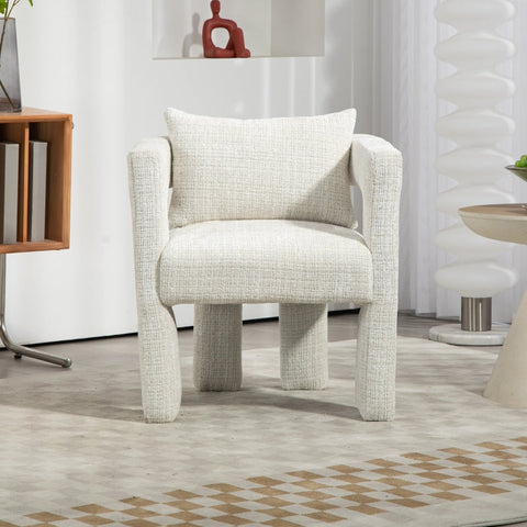 Rootz Beige Chenille Lounge Chair - Single Seat - Hollow Armrests - Ergonomic Design - 60L x 44W x 65H cm