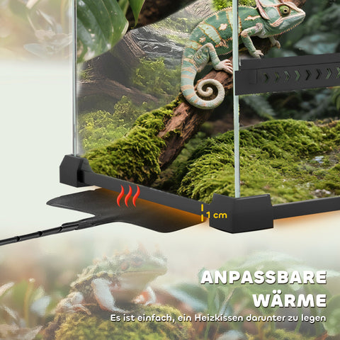 Rootz Glass Terrarium for Reptiles - Vivarium - Enclosure - Waterproof Floor - 30cm x 30cm - Increased Heat Efficiency