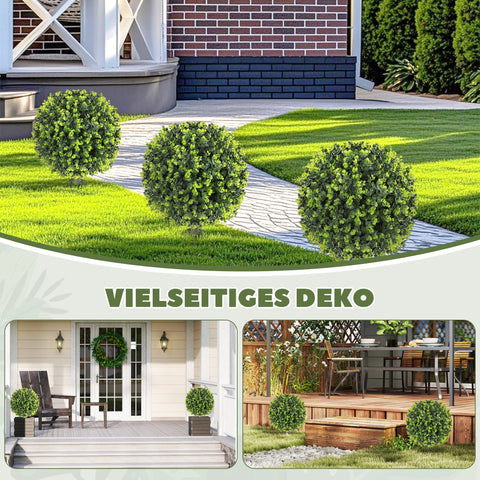 Rootz 2-Set Artificial Plants - Faux Boxwood Balls - Fake Eucalyptus - UV Resistant - Indoor Outdoor - Ø40cm x 56cm