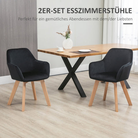 Rootz Dining Chair Set - Upholstered Chair - Velvet Fabric - Rubberwood Legs - Elegant Design - 54cm x 57cm x 80cm