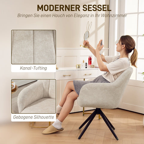 Rootz Rotatable Accent Chair - Upholstered Chair - Armchair - Luxurious Comfort - 56cm x 63cm x 86cm