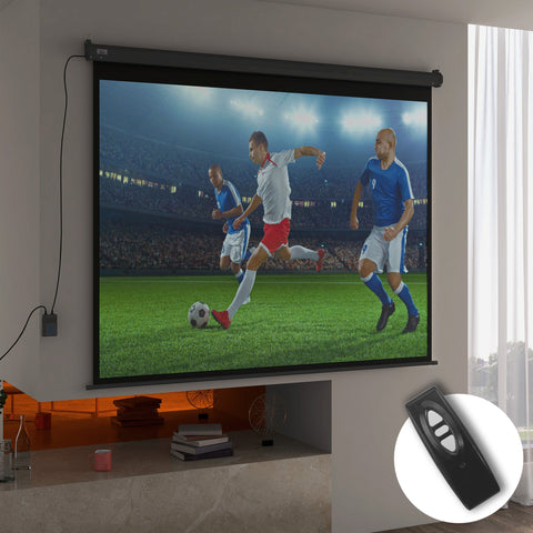 Rootz 100-Inch Beamer Canvas - Projection Screen - Home Cinema - Motorized - Black - 203cm x 152cm