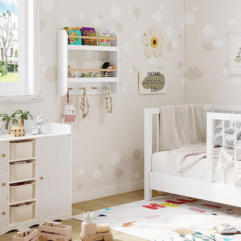 Rootz Children's Bookcase - Kids Bookshelf - Open Hanging Shelf - Storage Solution - MDF+ Pine Wood - 60cm x 55cm x 12cm