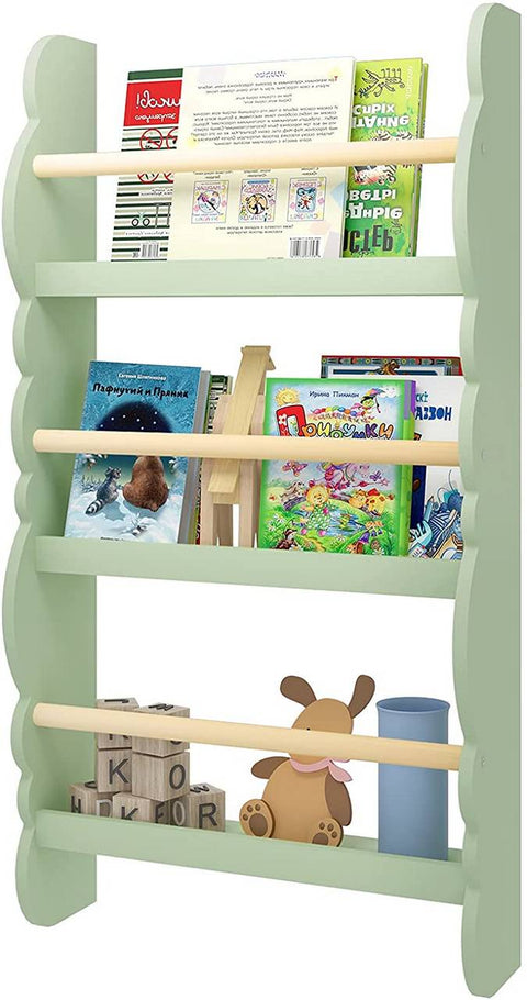 Rootz Children's Wall-Mounted Bookcase - Kids Bookshelf - Montessori Storage - Safe - 42.5cm x 80cm x 14.5cm