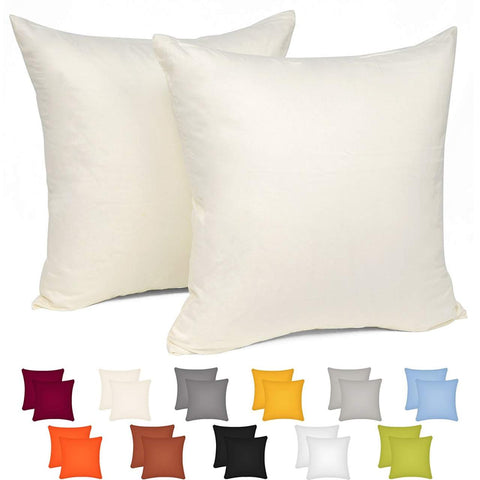 Rootz Cream Pillow Cover Set with Zipper - Cushion Cover - 100% Cotton - Hypoallergenic - 45cm x 45cm