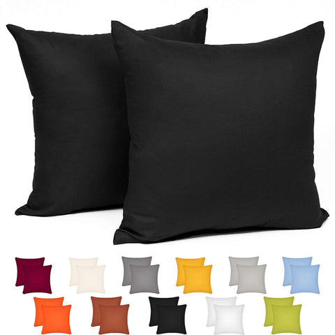 Rootz Pillow Cover Set - Cushions Case - 2 Piece Set - Hypoallergenic - Black - 100% Cotton - Breathable Fabric - 30x30cm x2