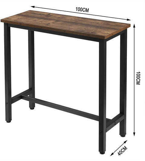 Rootz Modern Bar Table - Pub Table - High Table - Iron Frame Stability - Scratch-Resistant - Space-Saving Design - 100cm x 40cm x 100cm
