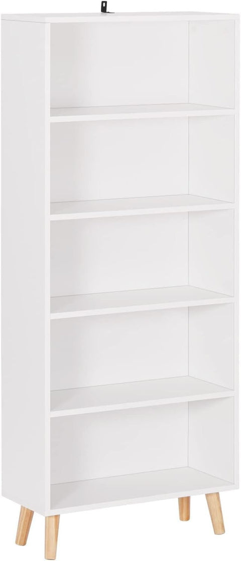 Rootz Modern 5-Compartment Bookcase - Freestanding Shelving Unit - Storage Organizer - Scratch-Resistant, Water-Repellent, Space-Saving - 60cm x 144cm x 24cm