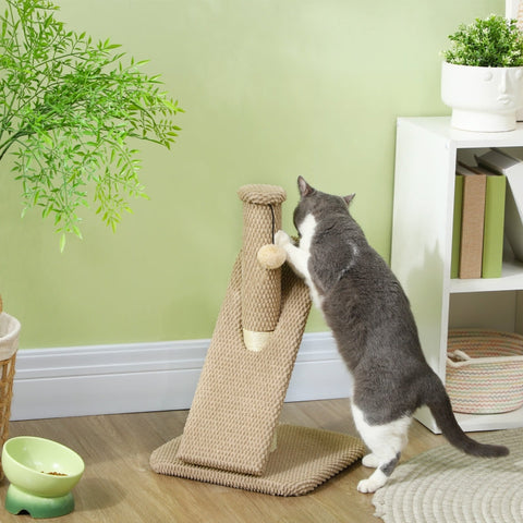 Rootz Cat Scratching Post - Claw Scratcher - Sisal Pole - Protects Furniture - 33x33x54cm - High Quality Chipboard with Play Ball
