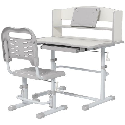 Rootz Children's Desk with Chair - Adjustable Height - Study Desk - Diverse Storage - Ideal for Learning - 80cm x 54.5cm x 82-104cm