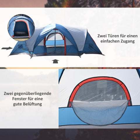 Rootz Camping Tent - Outdoor Shelter - Family Tent - Spacious Design - Water-Repellent - UV-Resistant - 475L x 207W x 150H cm