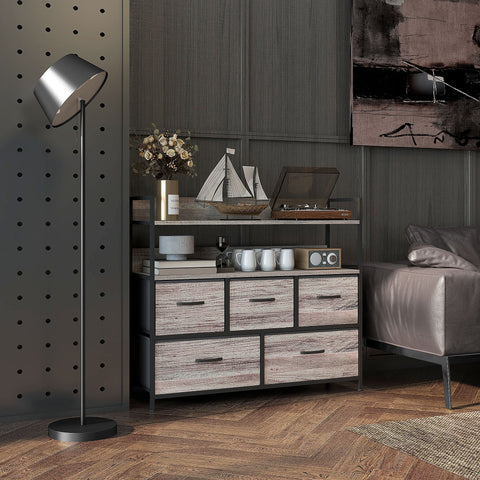 Rootz Fabric Chest of Drawers - Storage Organizer - Clothing Unit - 5 Foldable Drawers - Steel Frames - 98cm x 29cm x 85cm