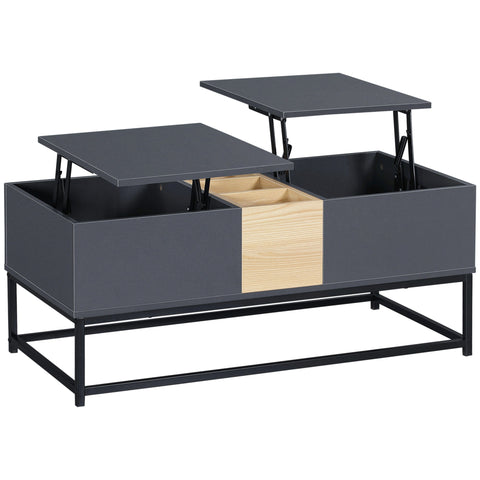 Rootz Height-Adjustable Coffee Table - Modern Table - Living Room Table - Hidden Storage - 100L x 50W x 42.5H cm