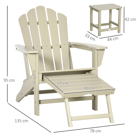 Rootz Folding Deck Chair Set with Footstool and Side Table - Patio Lounge Chair - Garden Armchair - Durable HDPE - Ultimate Comfort - Convenient Side Table - 78cm x 135cm x 95cm - Brown