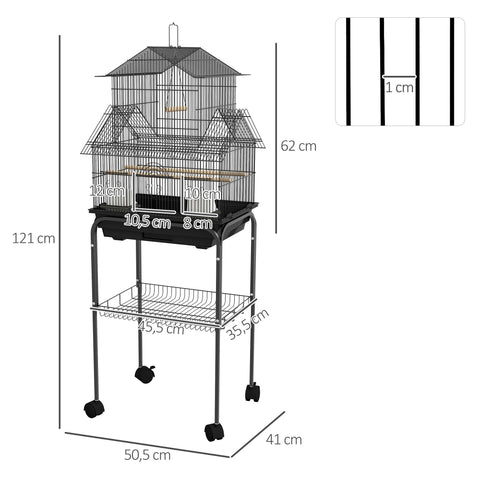 Rootz Bird Cage Birdhouse - Aviary House - Bird Shelter - Easy Cleaning & Transport - 50.5L x 41W x 121H cm