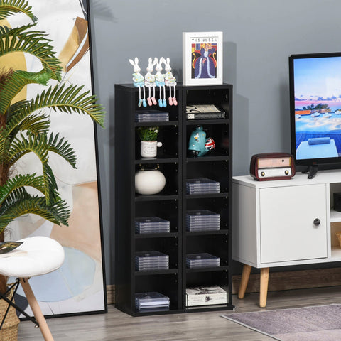 Rootz Set of 2 Column Shelves - DVD Storage Cabinet - CD Storage - 204 CD Capacity - Elegant Design - 21cm x 22.5cm x 88.5cm