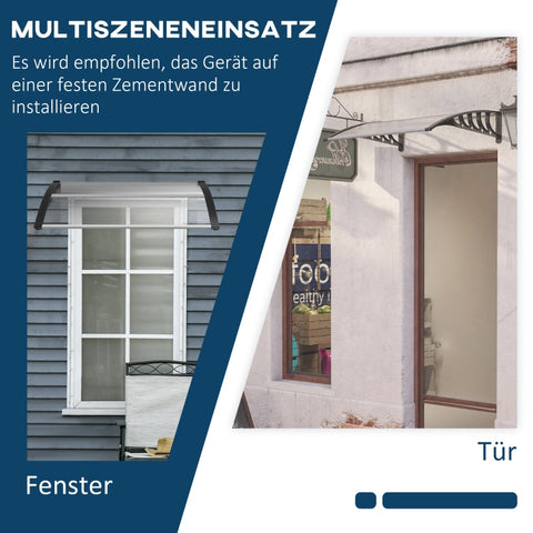 Rootz Entryway Canopy Awning - Front Door Awning - Protective Door Canopy - Transparent Canopy - UV Rain Snow Protection - 103cm x 96.5cm x 27cm