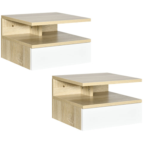 Rootz Set of 2 Wall Night Tables - Bedside Tables - Floating Tables - Space Optimizing Storage - 35x32x22.5cm