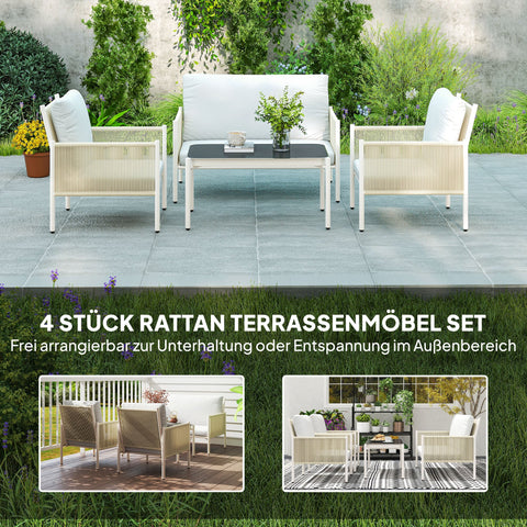 Rootz Poly Rattan Garden Furniture Set - Outdoor Lounge - Patio Sofa Set - Comfortable Seating - 116cm x 68cm x 82cm