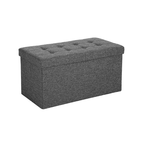 Rootz 80L Storage Box Bench - Ottoman - Seat - Imitation Linen Cover - MDF Board - 76cm x 38cm x 38cm