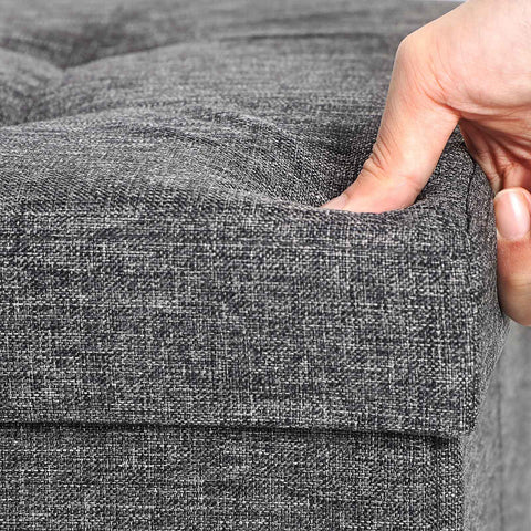 Rootz 80L Storage Box Bench - Ottoman - Seat - Imitation Linen Cover - MDF Board - 76cm x 38cm x 38cm