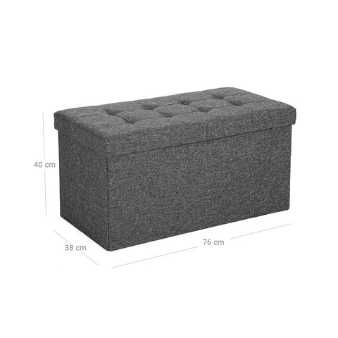 Rootz 80L Storage Box Bench - Ottoman - Seat - Imitation Linen Cover - MDF Board - 76cm x 38cm x 38cm