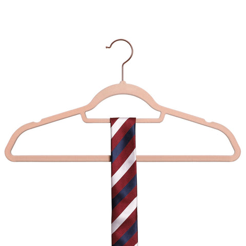 Rootz 50 Pack Velvet Hangers - Rose Gold Hook - Space Saving Hangers - Non-Slip Hangers - Lightweight - 45cm x 0.6cm x 23.5cm