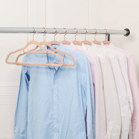 Rootz 50 Pack Velvet Hangers - Rose Gold Hook - Space Saving Hangers - Non-Slip Hangers - Lightweight - 45cm x 0.6cm x 23.5cm